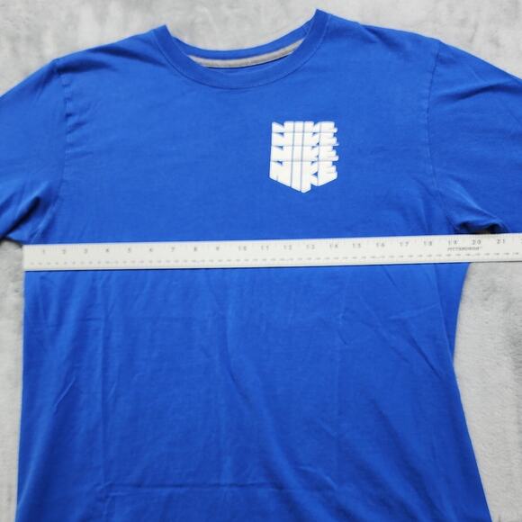 Nike Regular Fit Crew Neck Short Sleeve Tee Men's Size M Blue Retro Logo Graphic - Picture 4 of 7